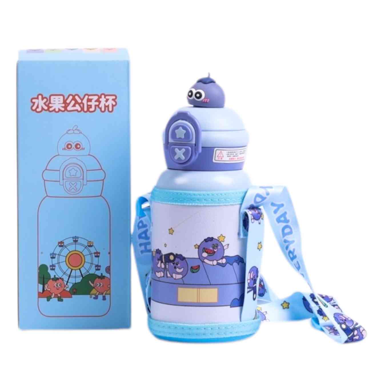 WATER BOTTLE 500ML WITH BLUE PRINTED COVER AND CAP