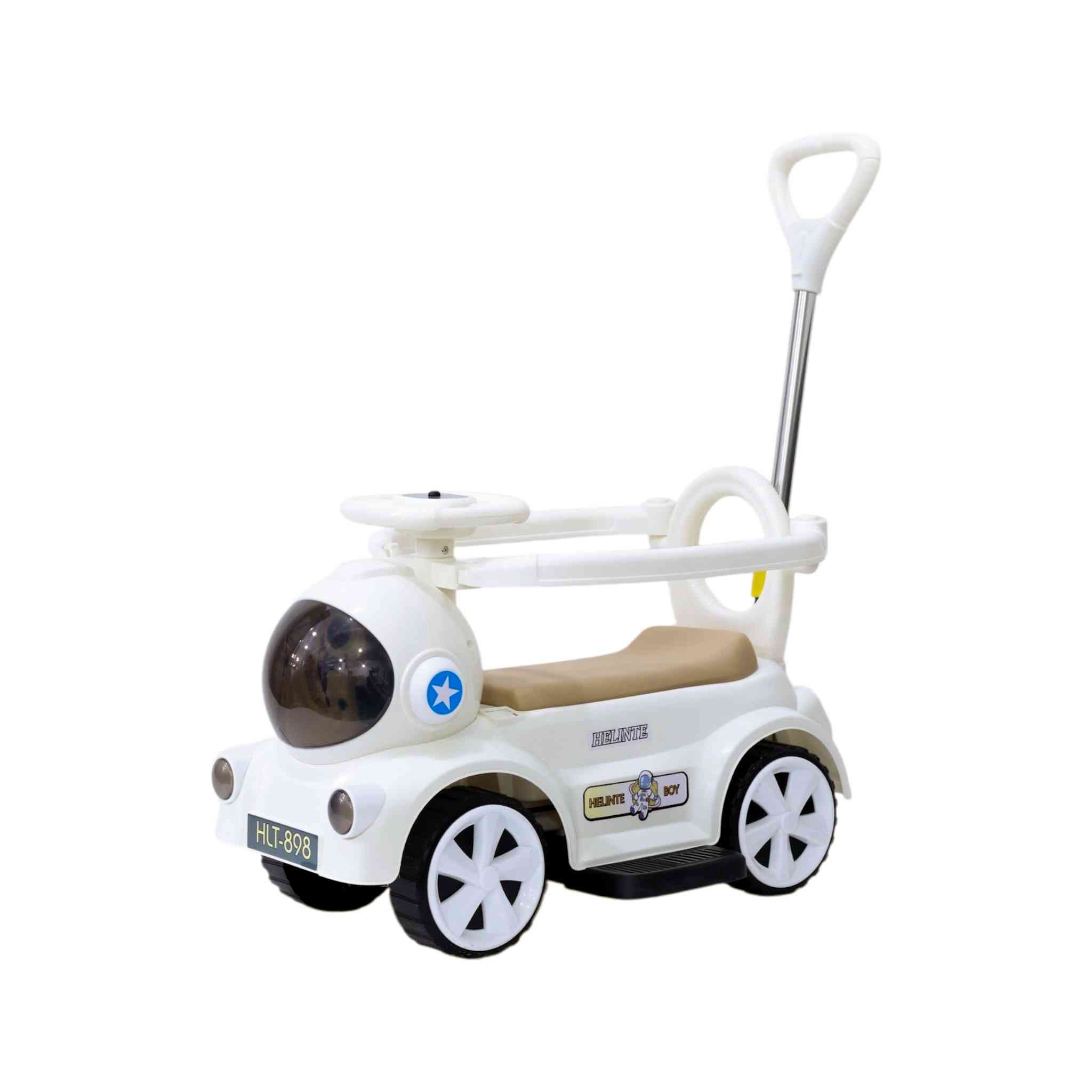 RIDE ON TODDLERS PUSH CAR WITH LIGHT AND MUSIC - WHITE