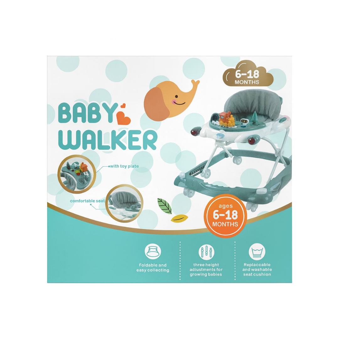 Baby Walker with Toy Plate - Green