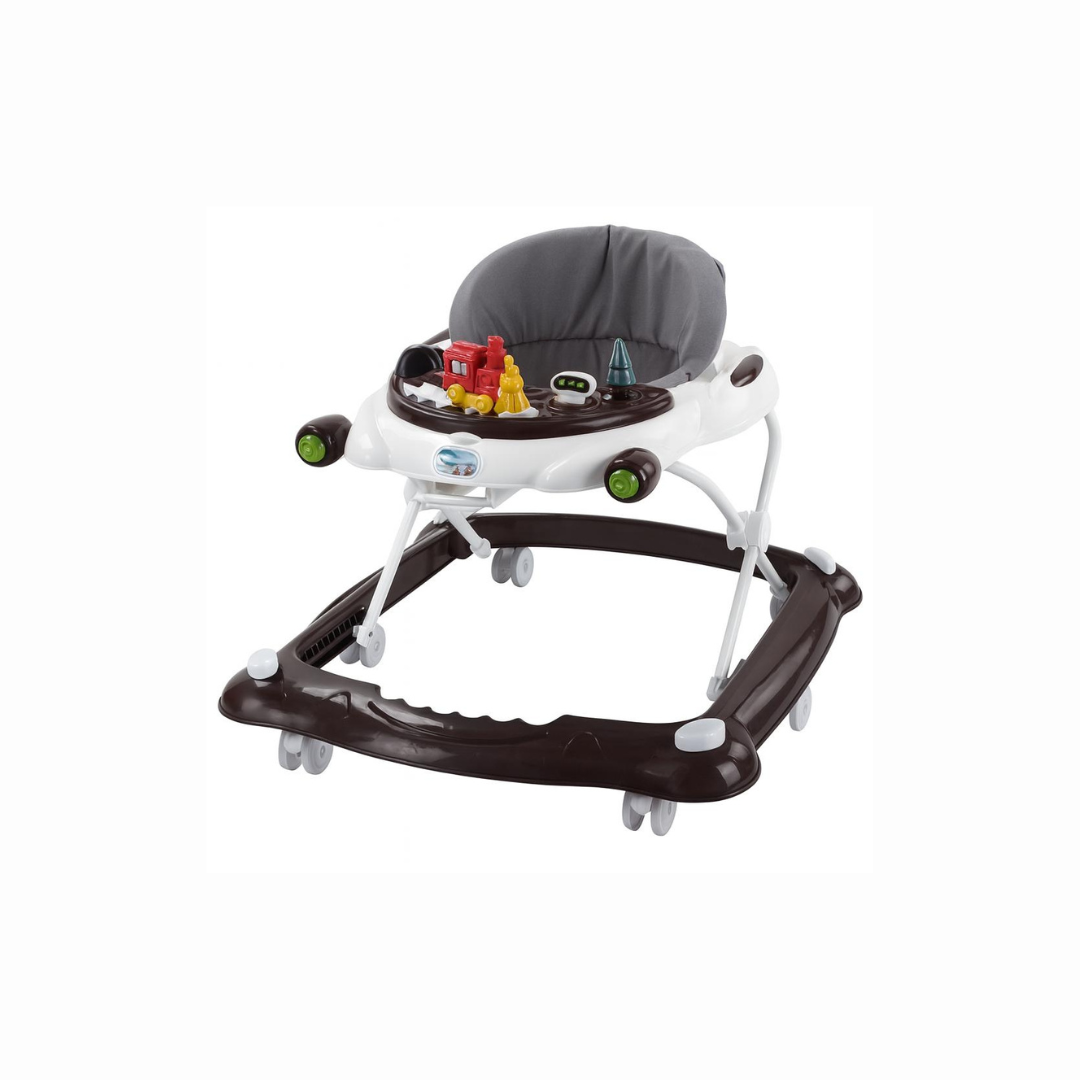 Baby Walker with Toy Plate - Brown