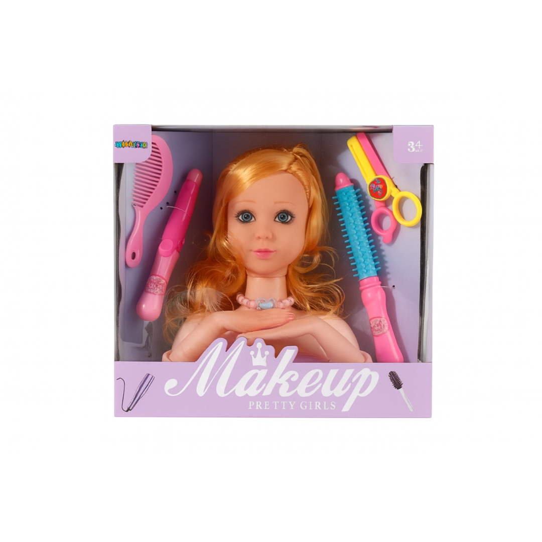 PRETTY GIRLS MAKEUP & HAIR STYLING DOLL HEAD