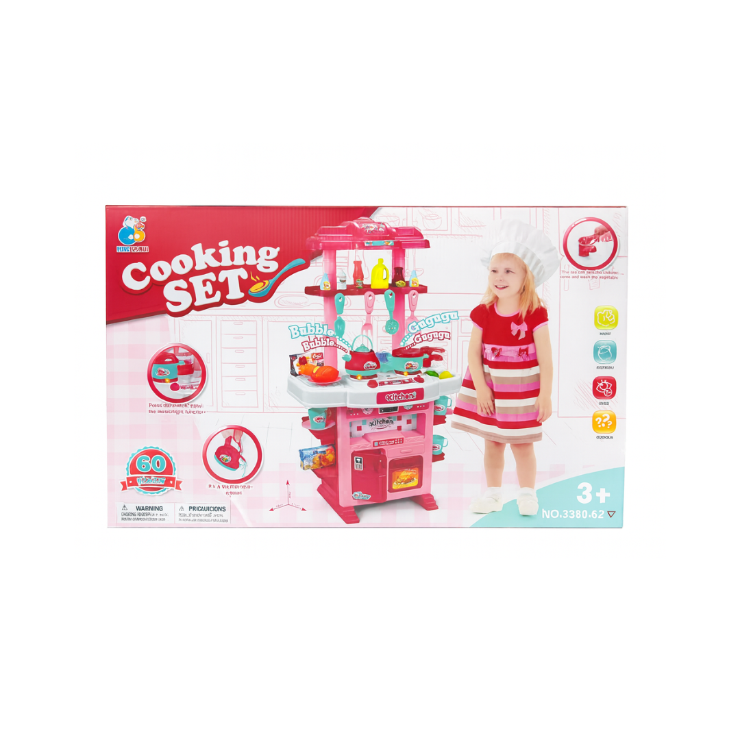 COOKING KITCHEN PLAY SET – 60 PCS (PINK)
