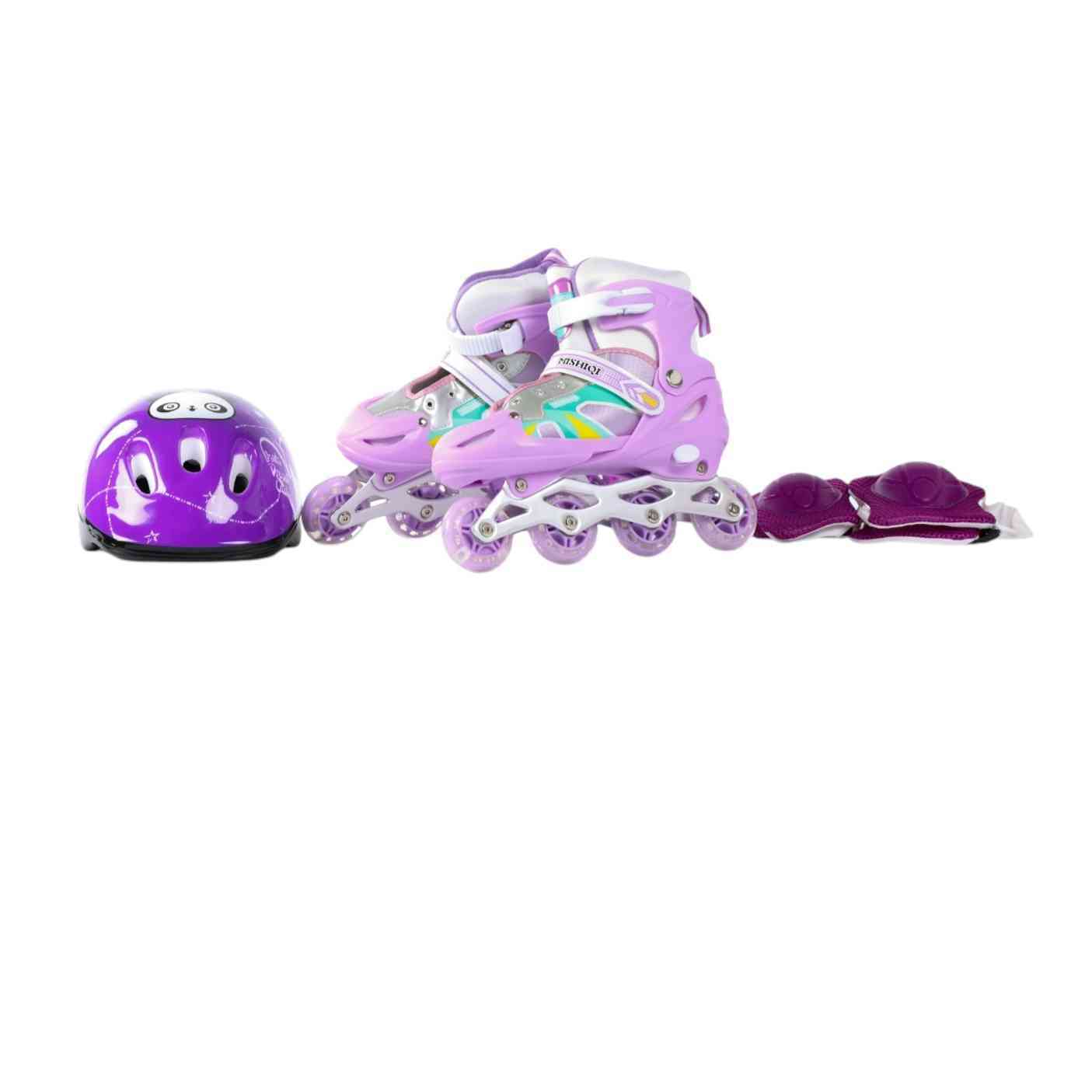 ROLLER SKATES WITH PROTECTIVE GEAR - PURPLE (S)