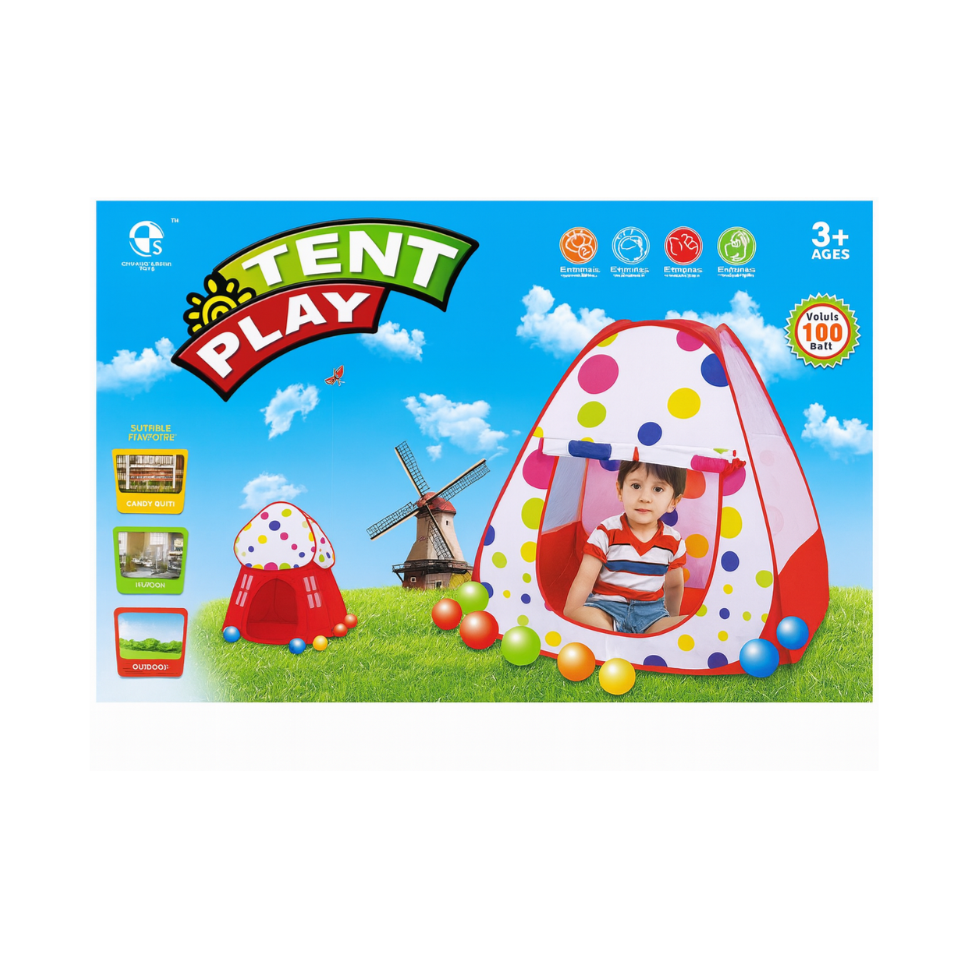 POLKA DOT PLAY TENT WITH BALLS
