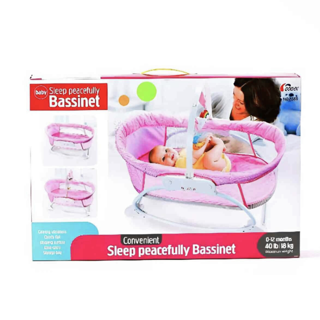 PORTABLE SWING BASSINET WITH MUSIC AND VIBRATIONS - PINK