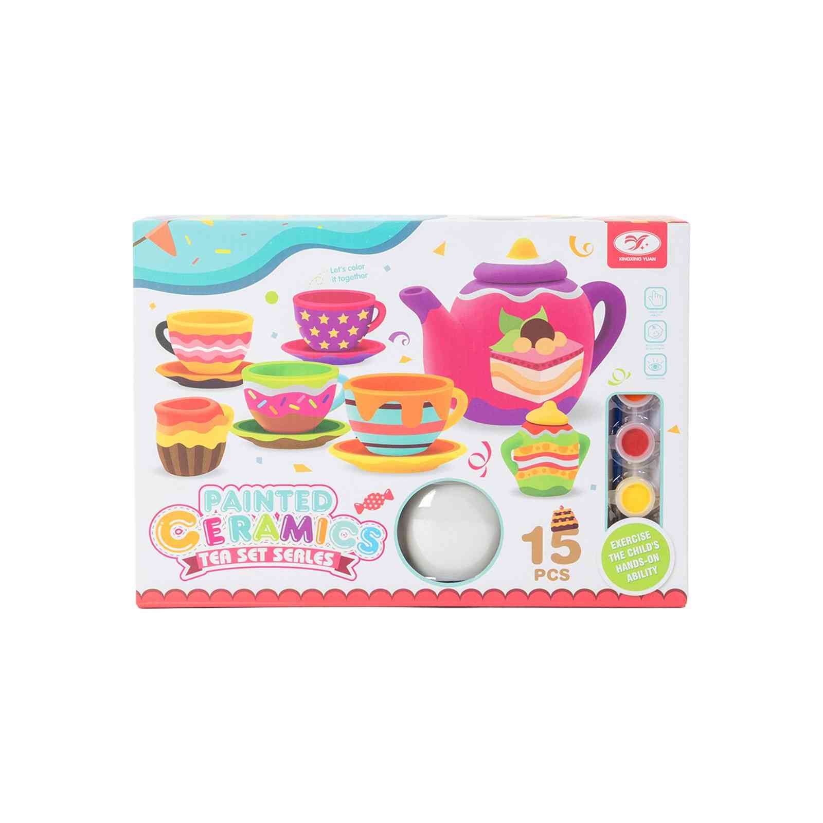 DIY PAINTED CERAMIC TEA SET – 15 PCS