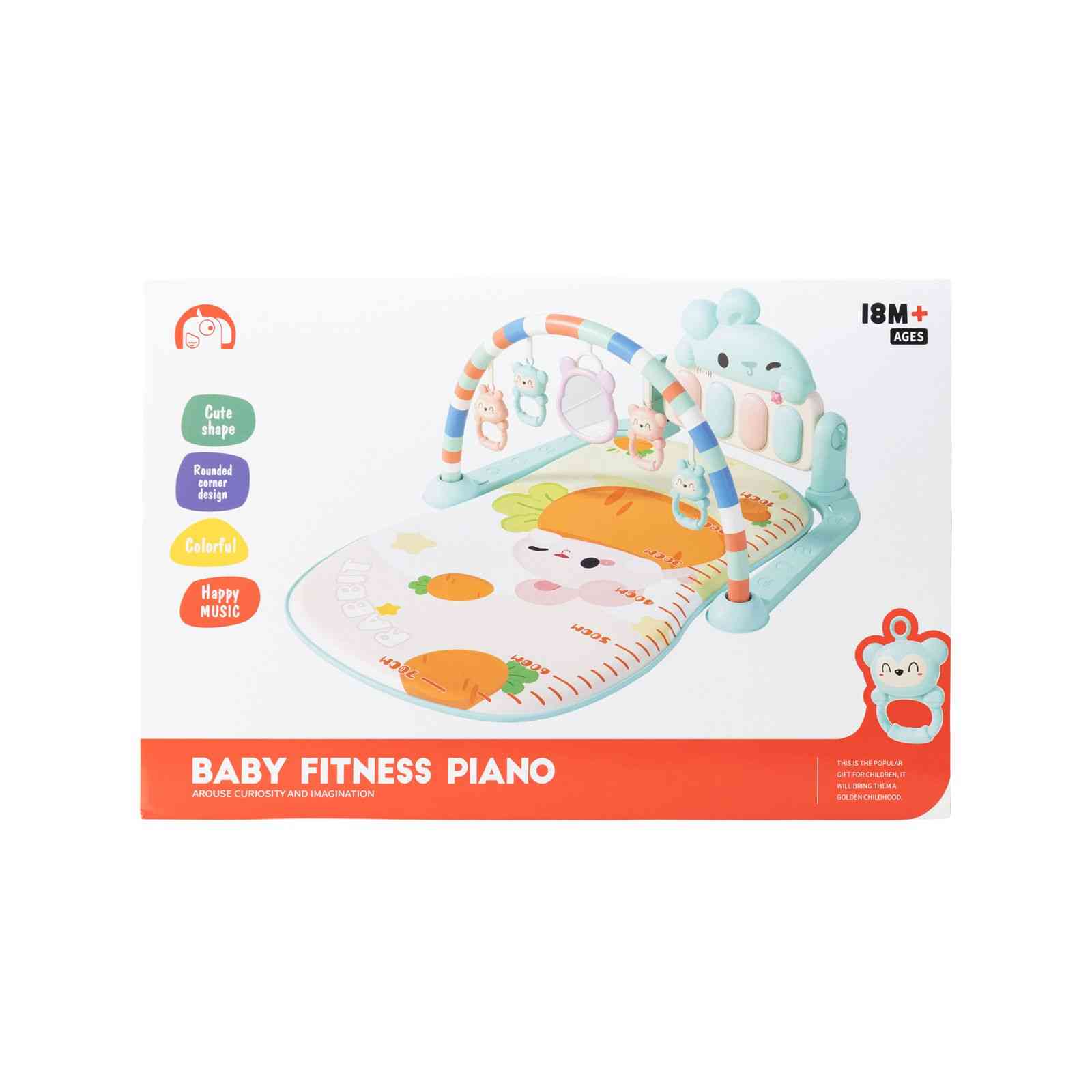 BABY ACTIVITY GYM WITH PIANO – RABBIT PRINT (MINT)
