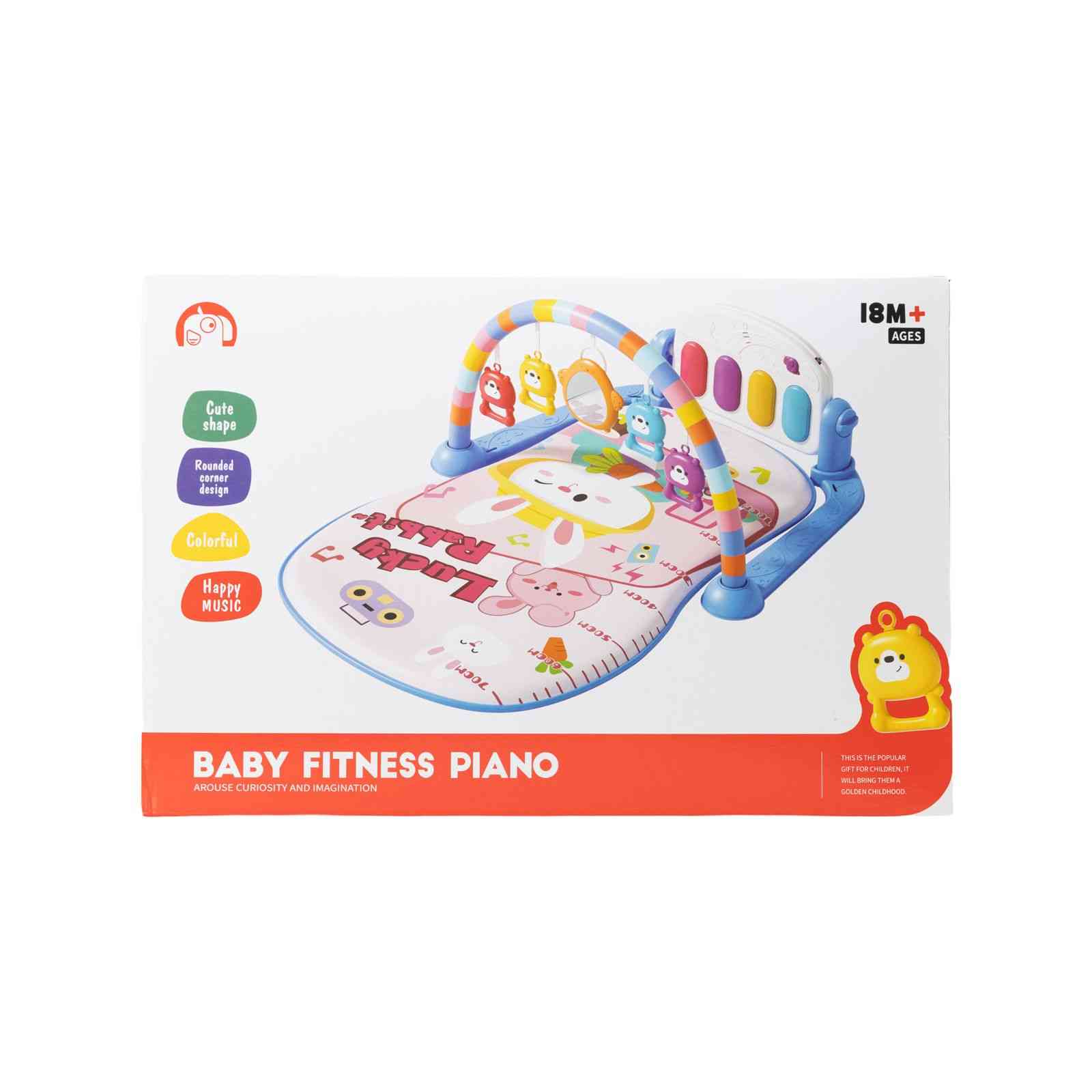 BABY ACTIVITY GYM WITH PIANO – BUNNY PRINT (BLUE)