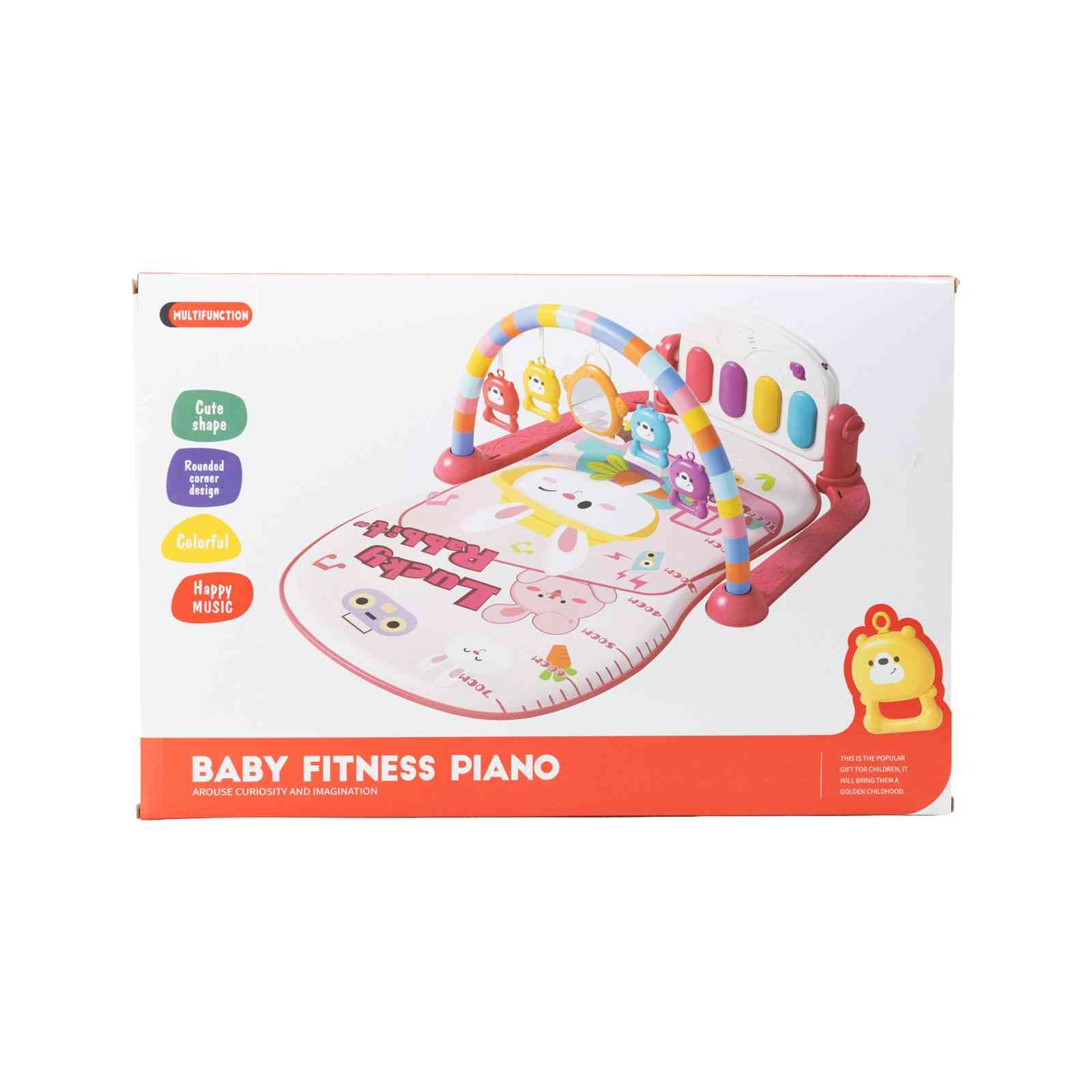 BABY ACTIVITY GYM WITH PIANO – BUNNY PRINT (RED)