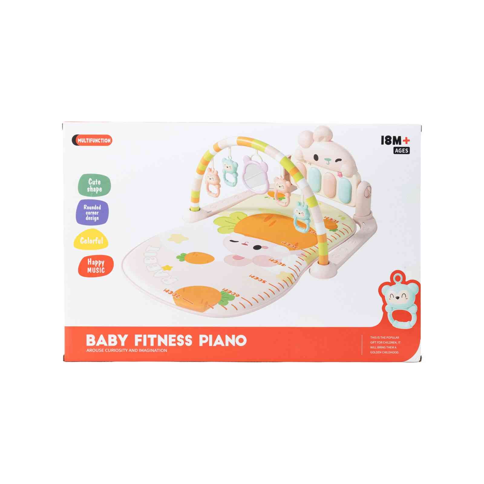 BABY ACTIVITY GYM WITH PIANO – RABBIT PRINT (BEIGE)