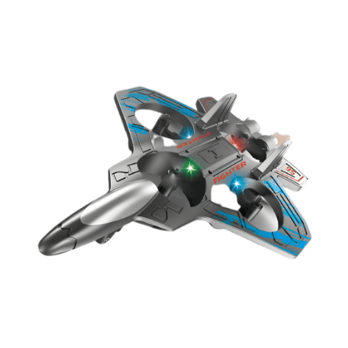 R/C Fighter Jet with lights & 360° Stunts - Blue