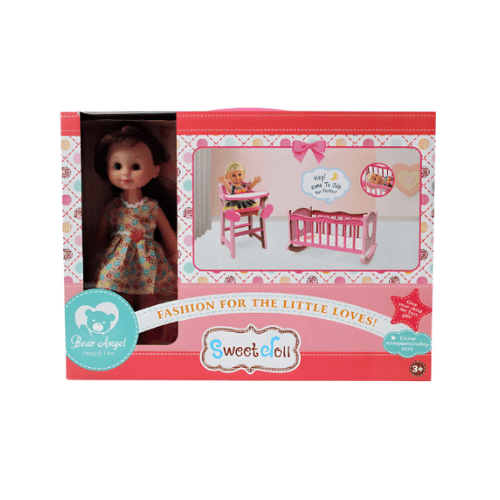 Sweet Doll Playset with Baby Chair & Cradle