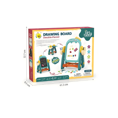 Dinosaur Easel for Kids, Double Sided Chalkboard and Whiteboard