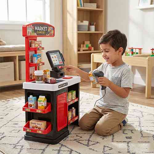 Supermarket Cash Register Playset with Scanner & Accessories
