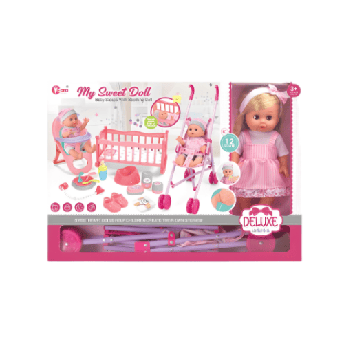 My Sweet Doll Deluxe Baby Care Playset with Stroller, Cradle & Accessories