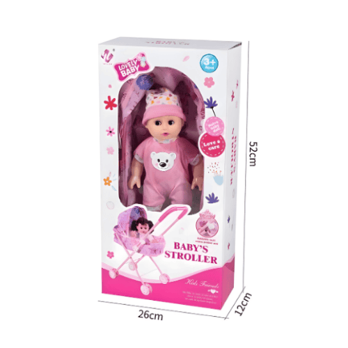 Lovely Baby Doll with Stroller Playset