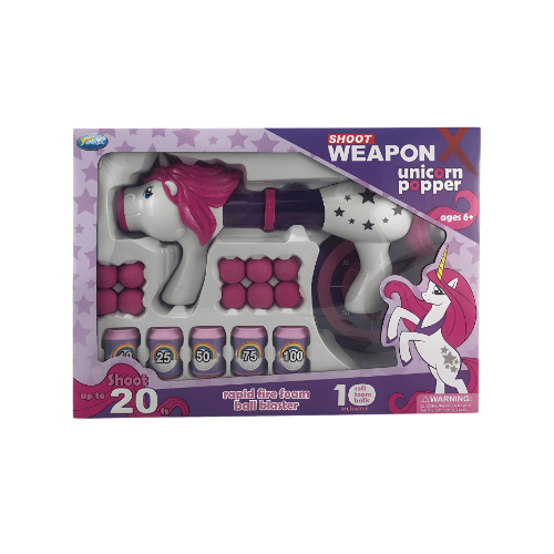 Unicorn Popper Soft Ball Blaster Toy Gun with Foam Balls
