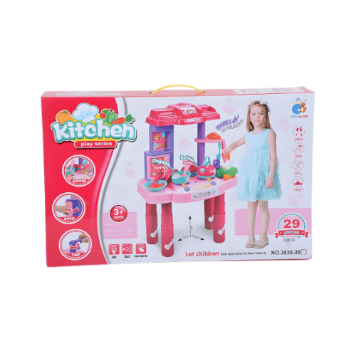 Little Chef Kitchen with Cooking Accessories – 29 Pieces – Pink