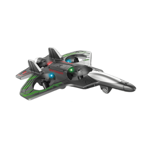 R/C Fighter Jet with lights & 360° Stunts - green