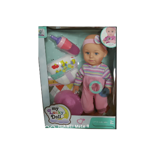 My Lucky Interactive Baby Doll – Sound Effects with Feeding & Care Accessories - Stripes