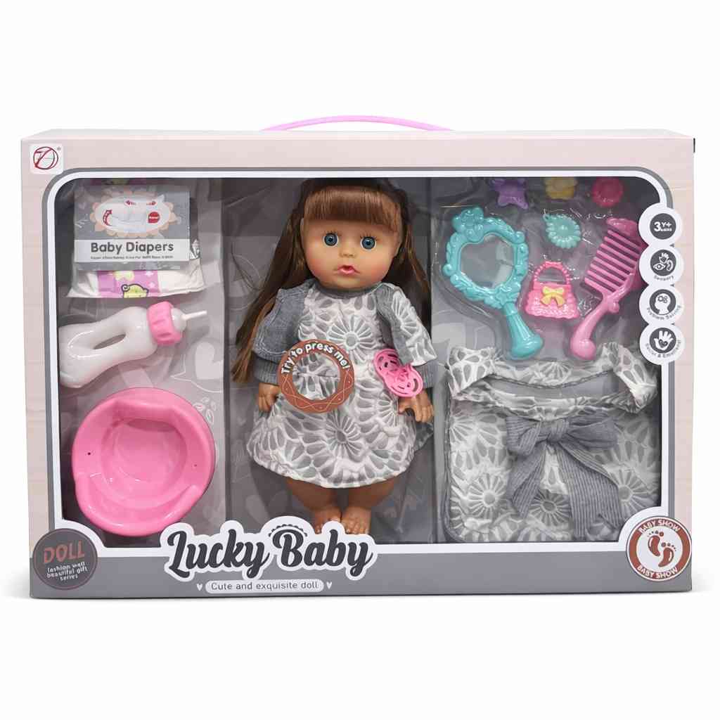 Lucky Baby Doll Care Set with Accessories – Feeding, Grooming & Potty Play