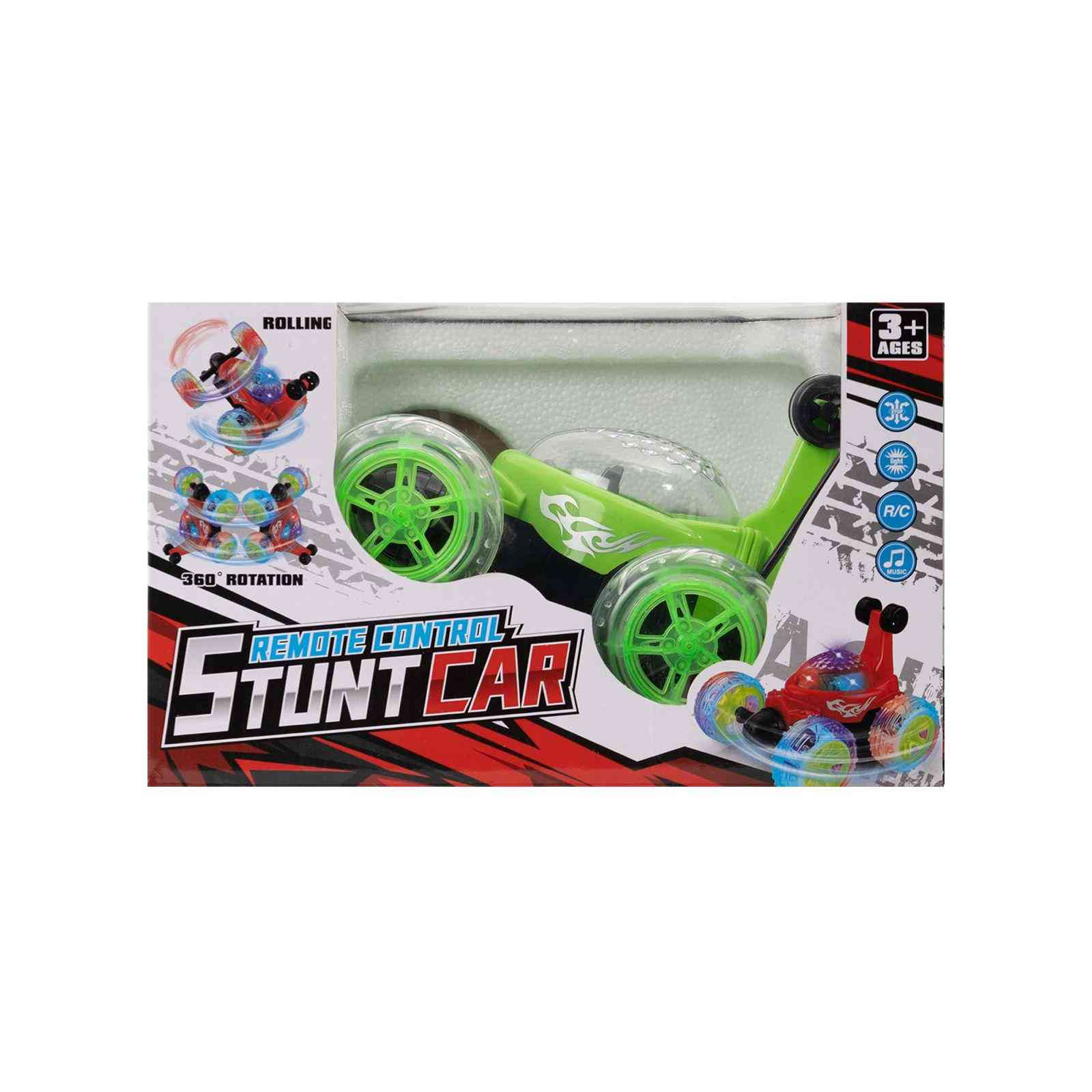 R/C Stunt Car with 360° Flip & LED Wheels- green