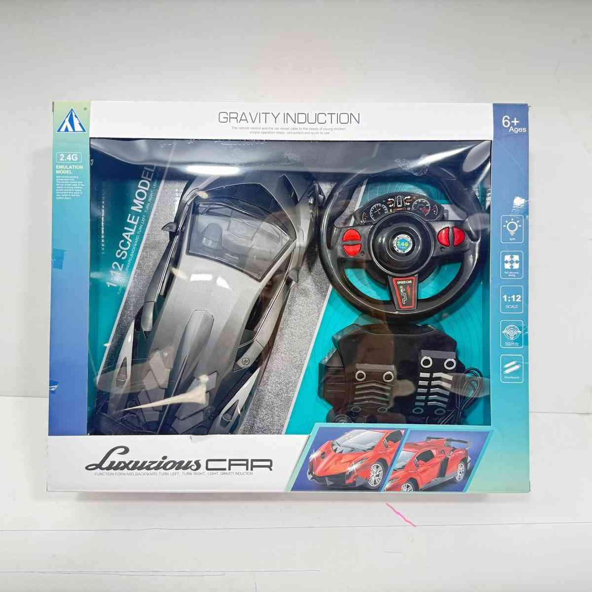 4 FUNCTION R/C CAR WITH BATTERY,USB PEDAL WHEEL 1:12 - Grey