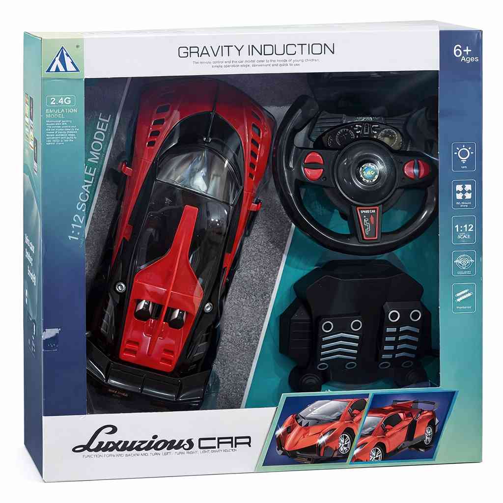 4 FUNCTION R/C CAR WITH BATTERY,USB PEDAL WHEEL 1:12 - Red