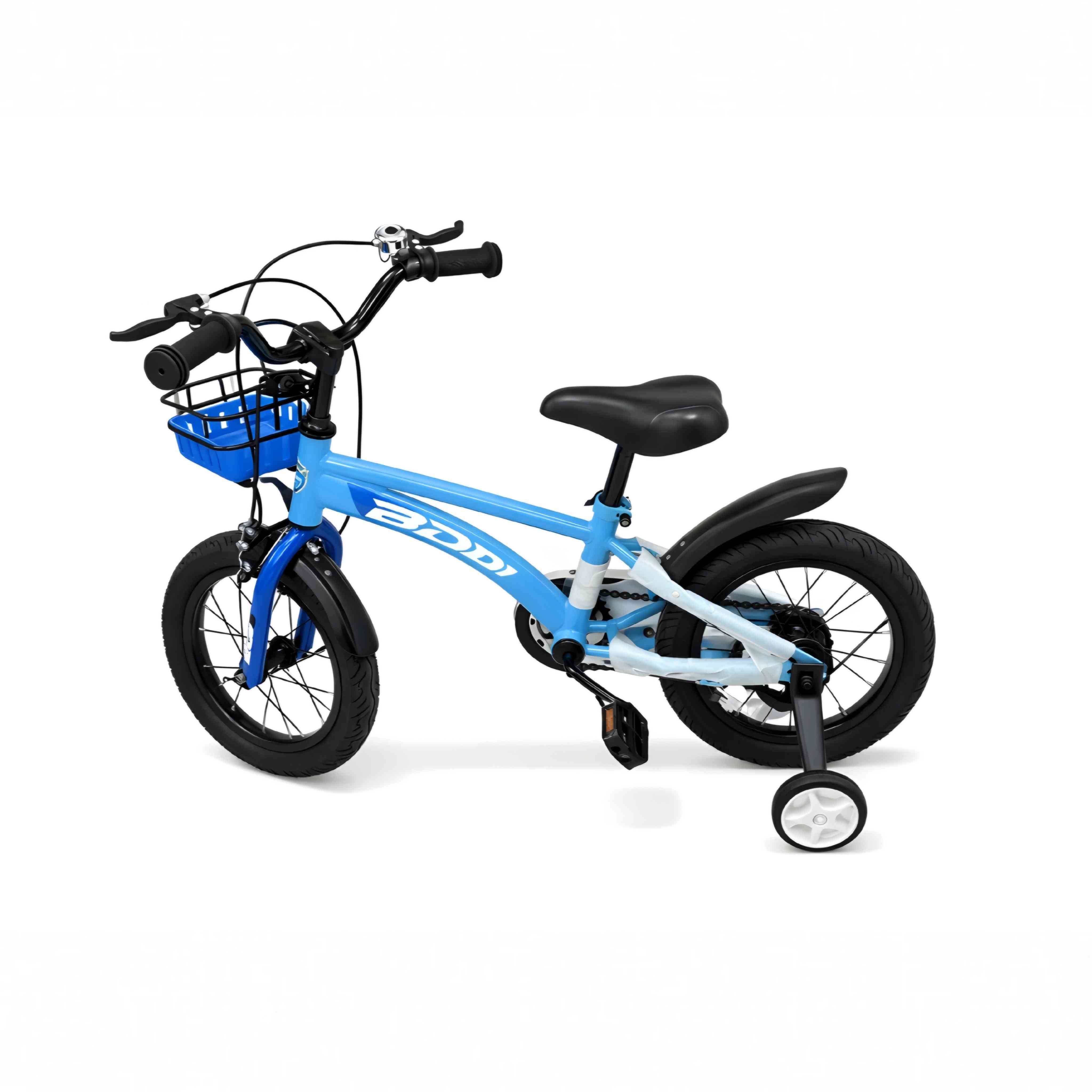 Kids Bicycle 14” with Training Wheels & Front Basket – Blue