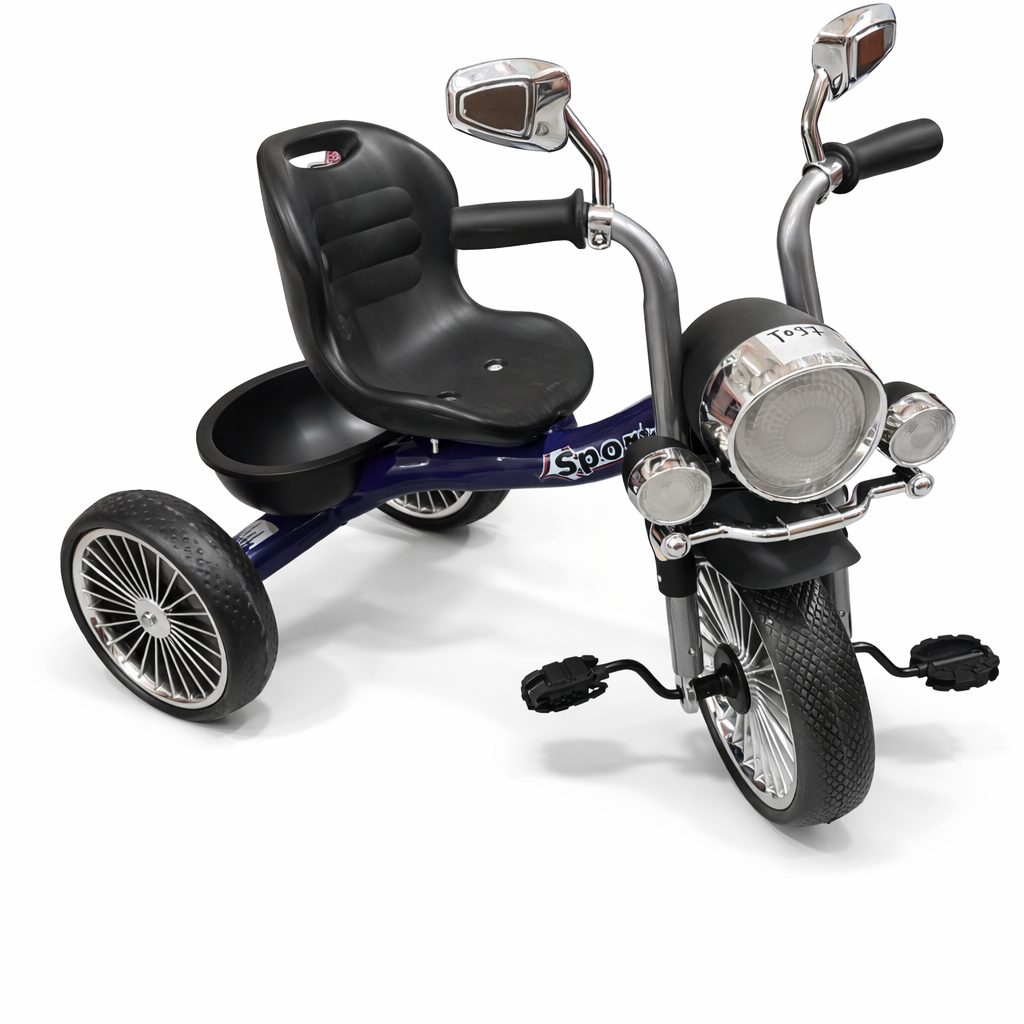 Classic Motorcycle Style Kids Tricycle – Blue × Black