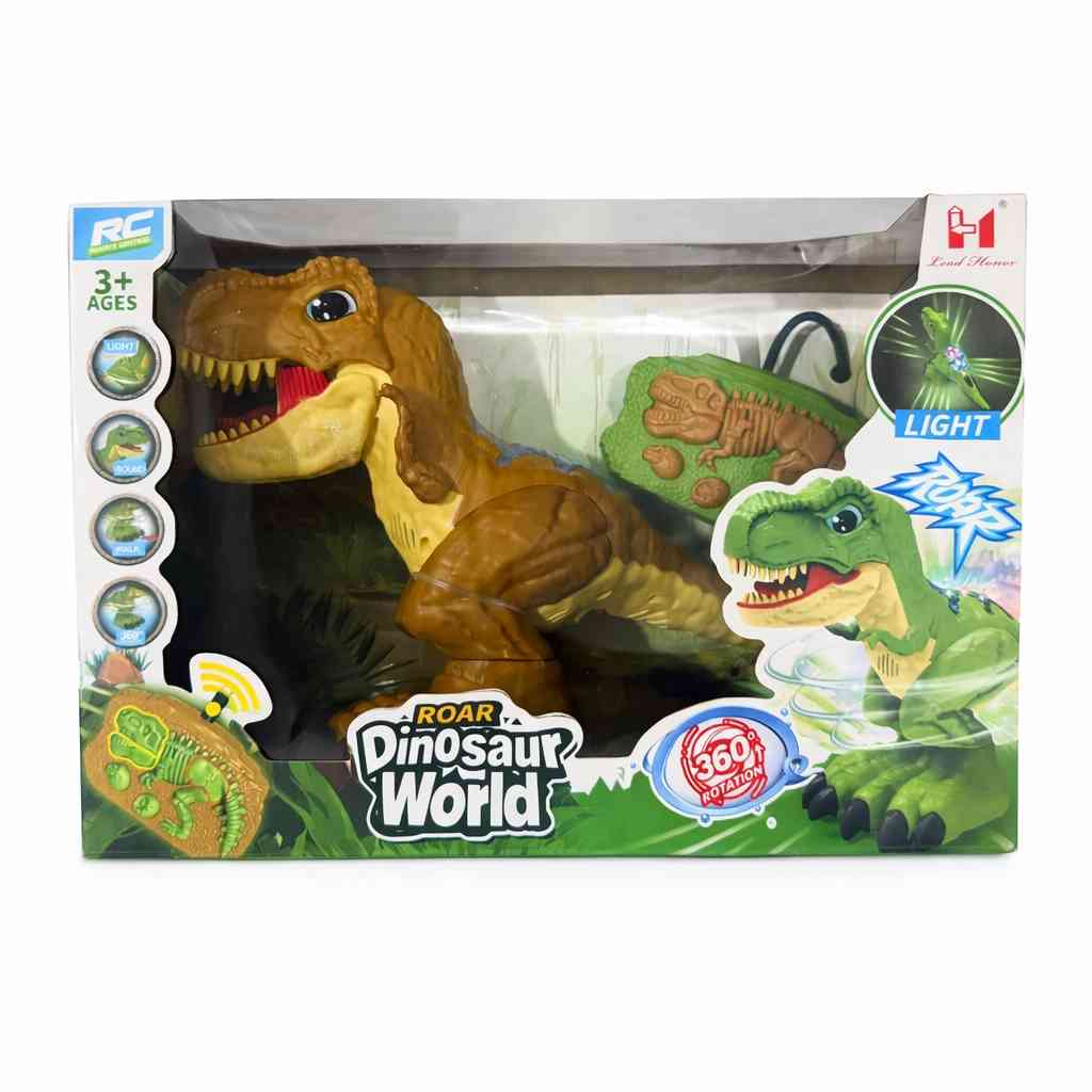 RC Roar Dinosaur World – 360° Rotation Walking with Light & Sound- Brown