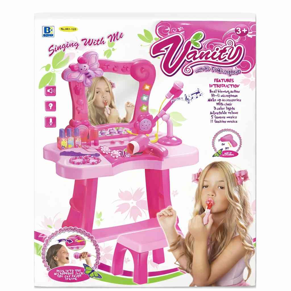 Singing Vanity Table with Hi-Fi Microphone, Lights & Accessories – Musical Makeup Playset