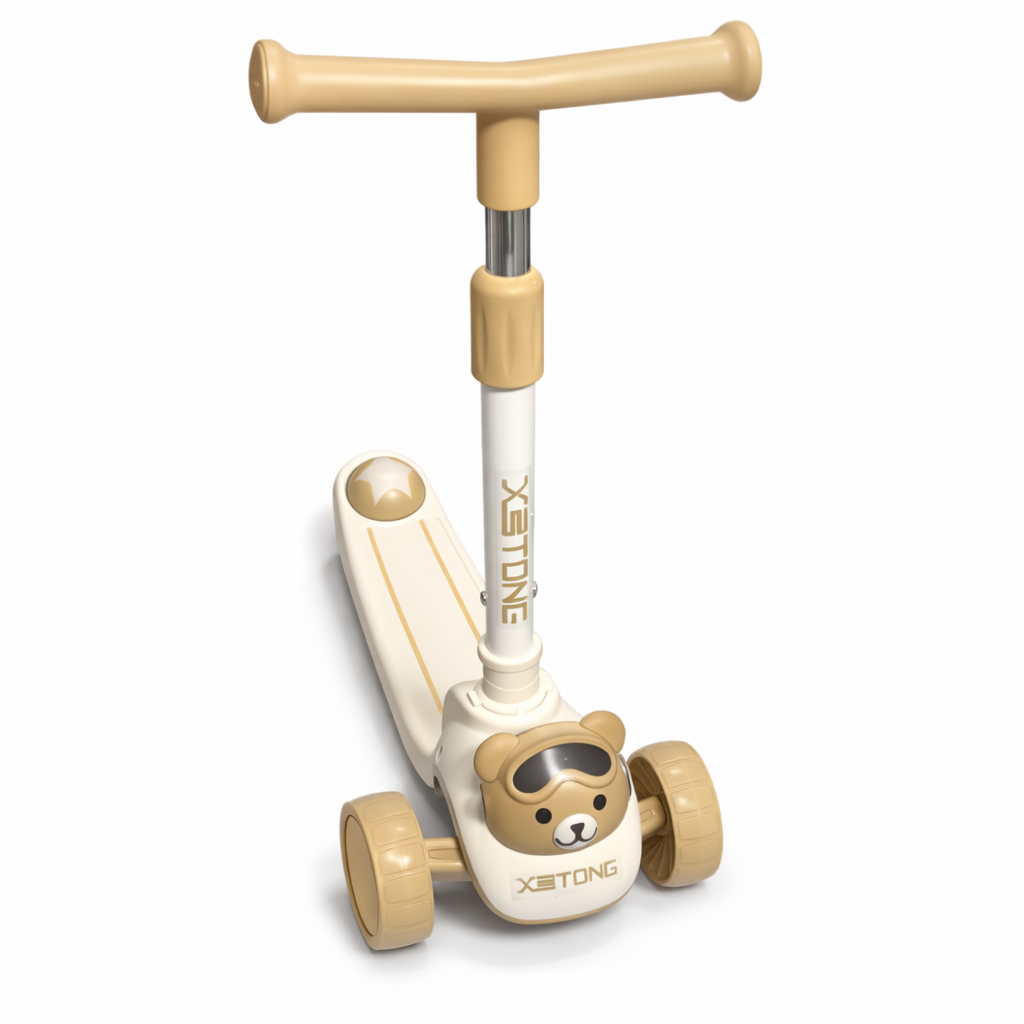 3-Wheel Kids Scooter – Bear Design - Beige