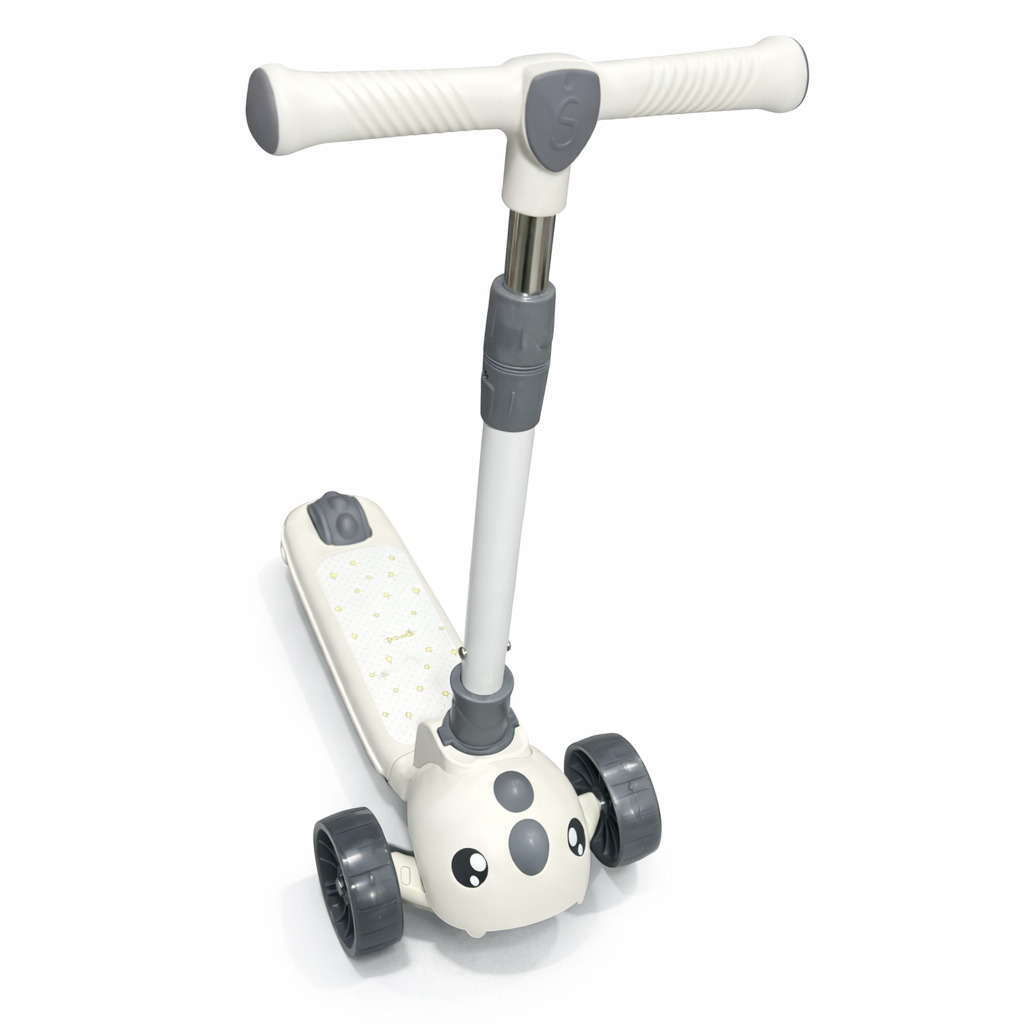3-Wheel Kids Scooter – Grey & White Cartoon Design