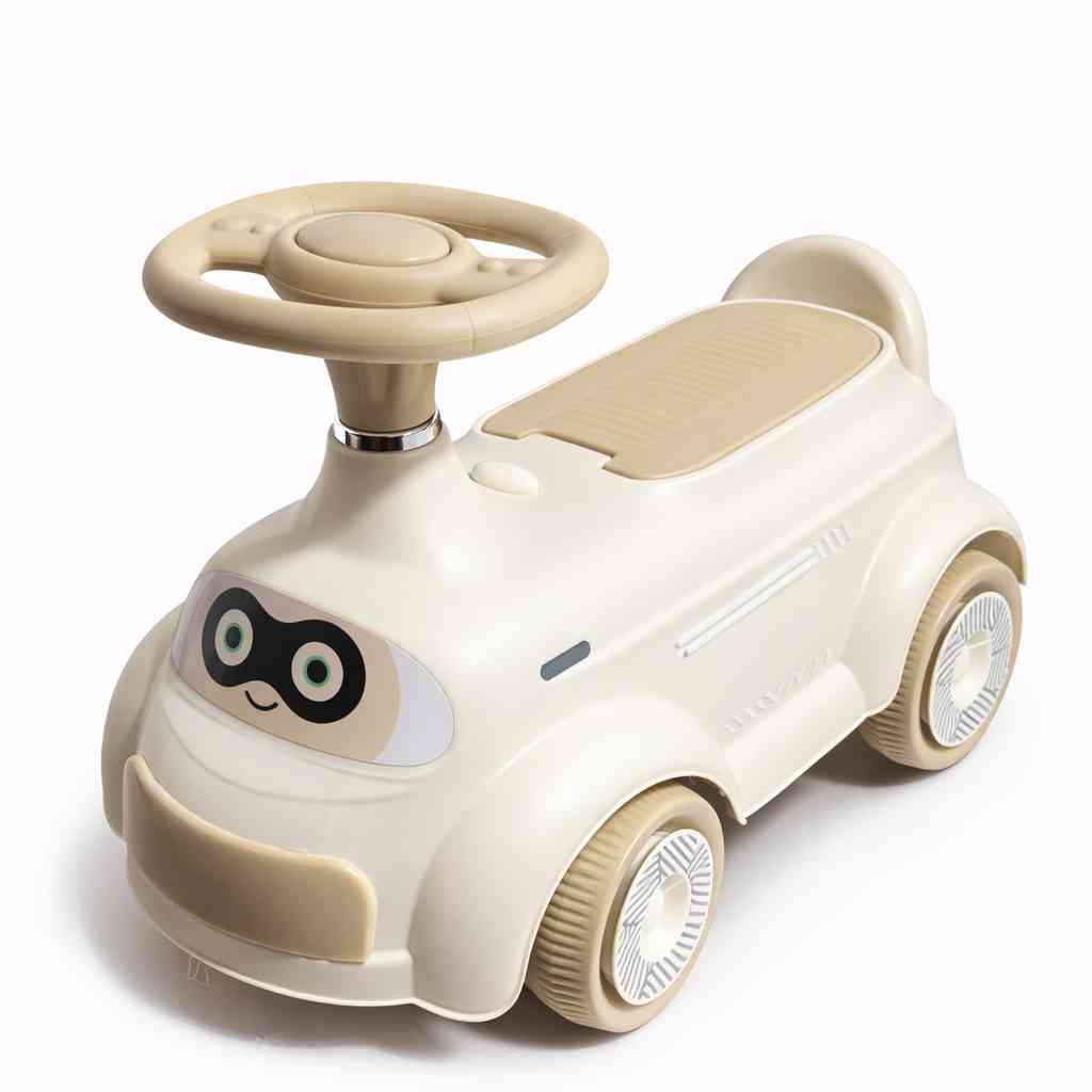 Kids Ride-On Car – Beige Cartoon Design