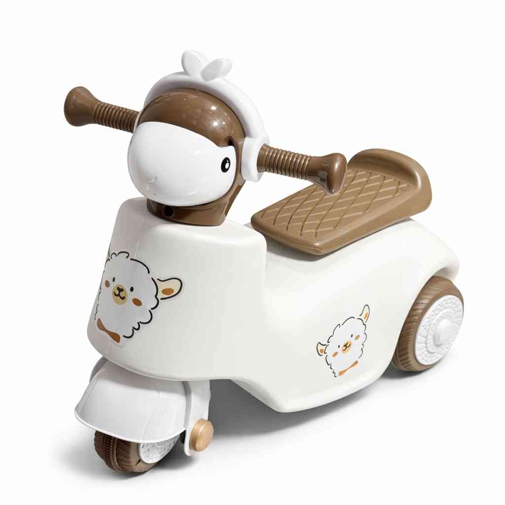 Kids Ride-On Scooter – Cute Sheep Design - Brown