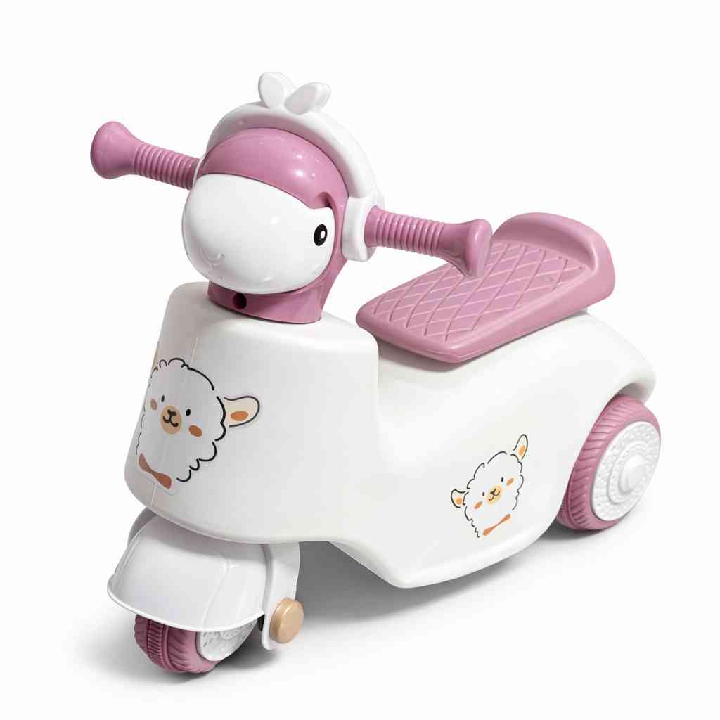 Kids Ride-On Scooter – Cute Sheep Design - Pink