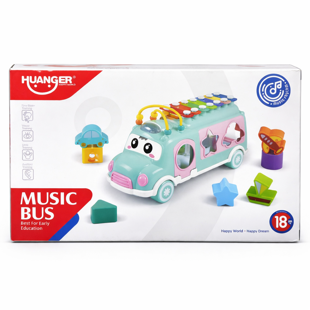 Kids Musical Learning Bus with Shape Sorter – Green
