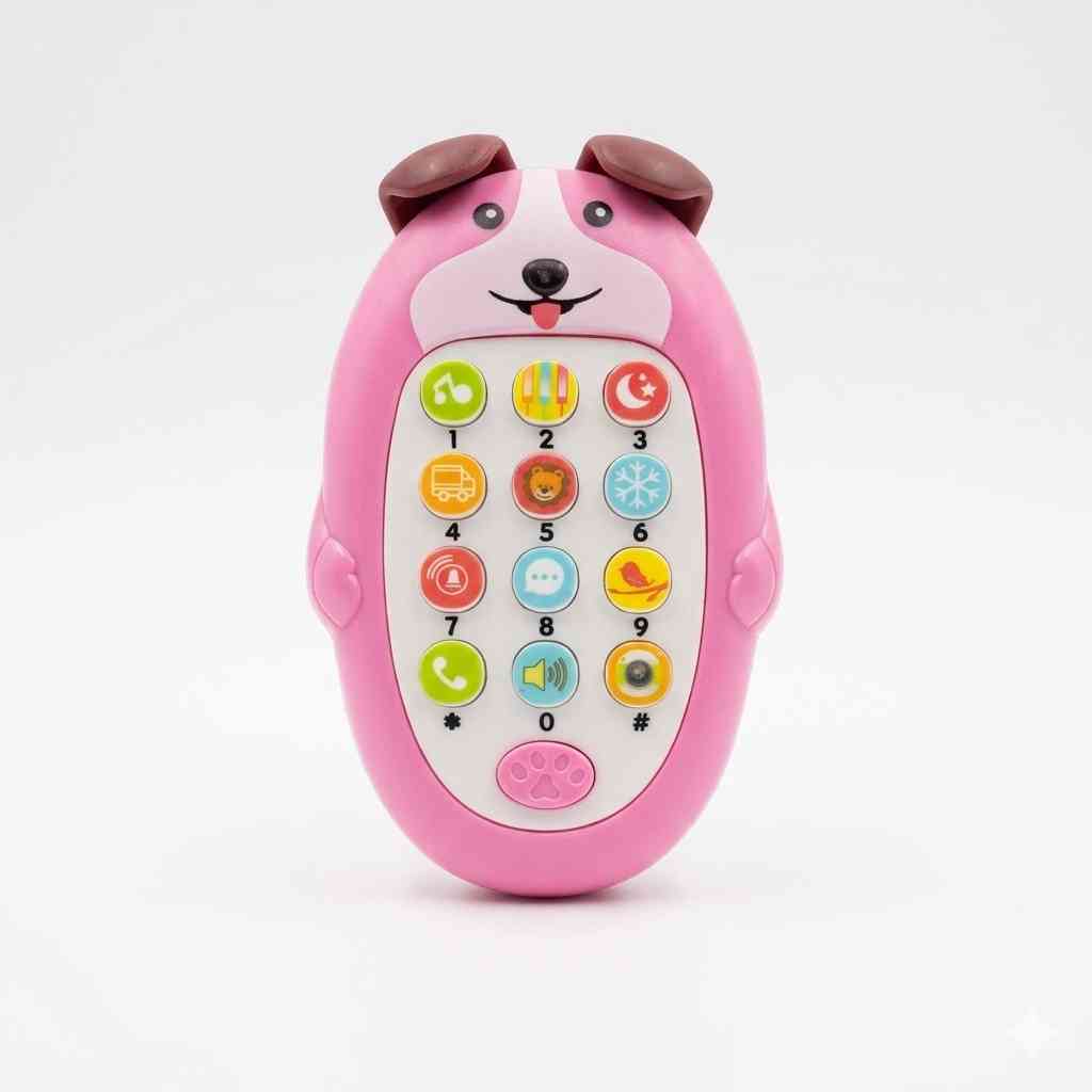 Kids Educational Dog Phone Toy with Sounds & Interactive Buttons- Pink