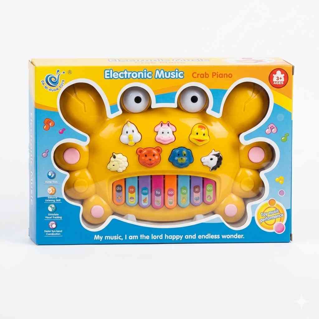 Kids Electronic Crab Piano with Lights & Sounds – Yellow