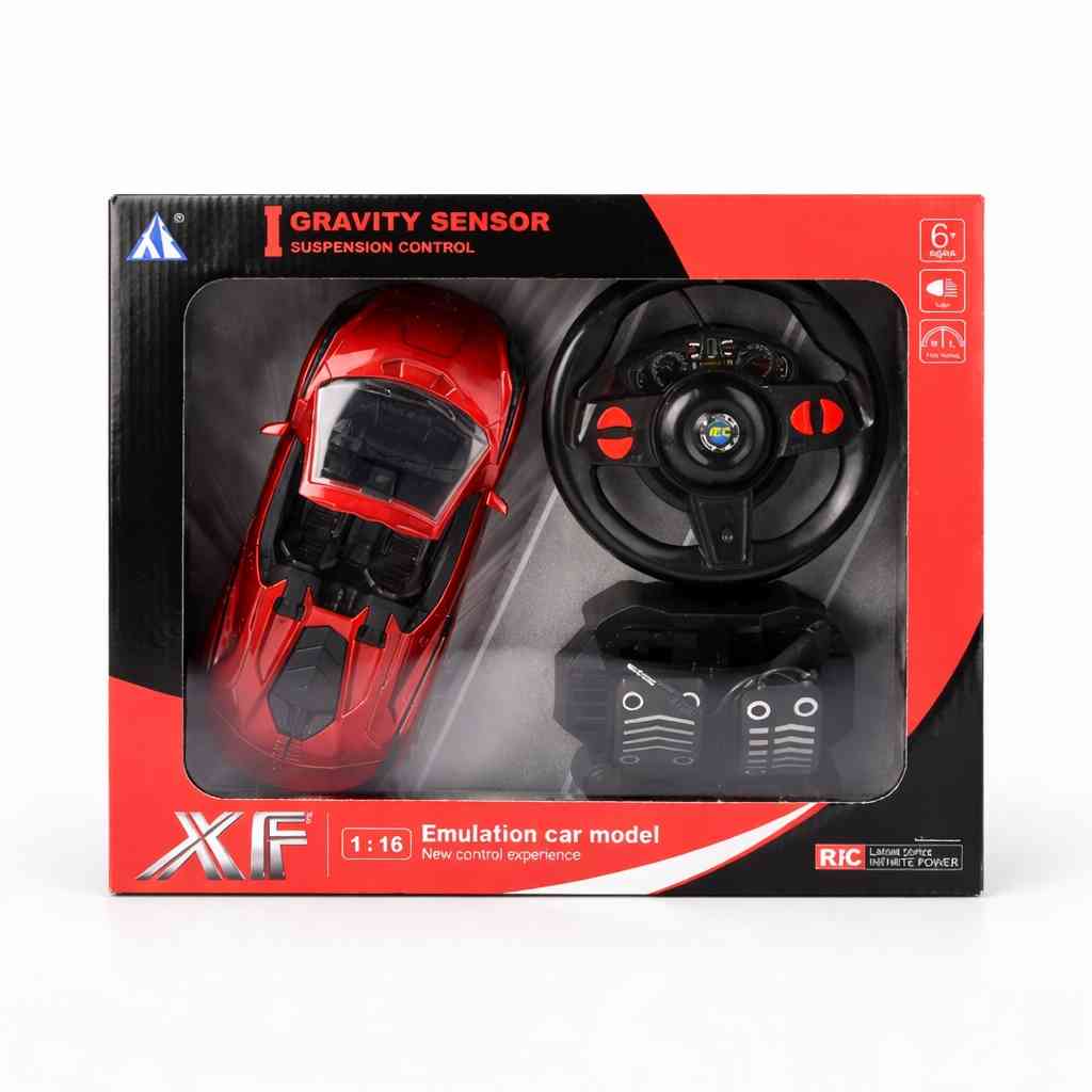 1:16 RC Gravity Sensor Car with Steering Wheel & Pedals – USB Rechargeable - Red