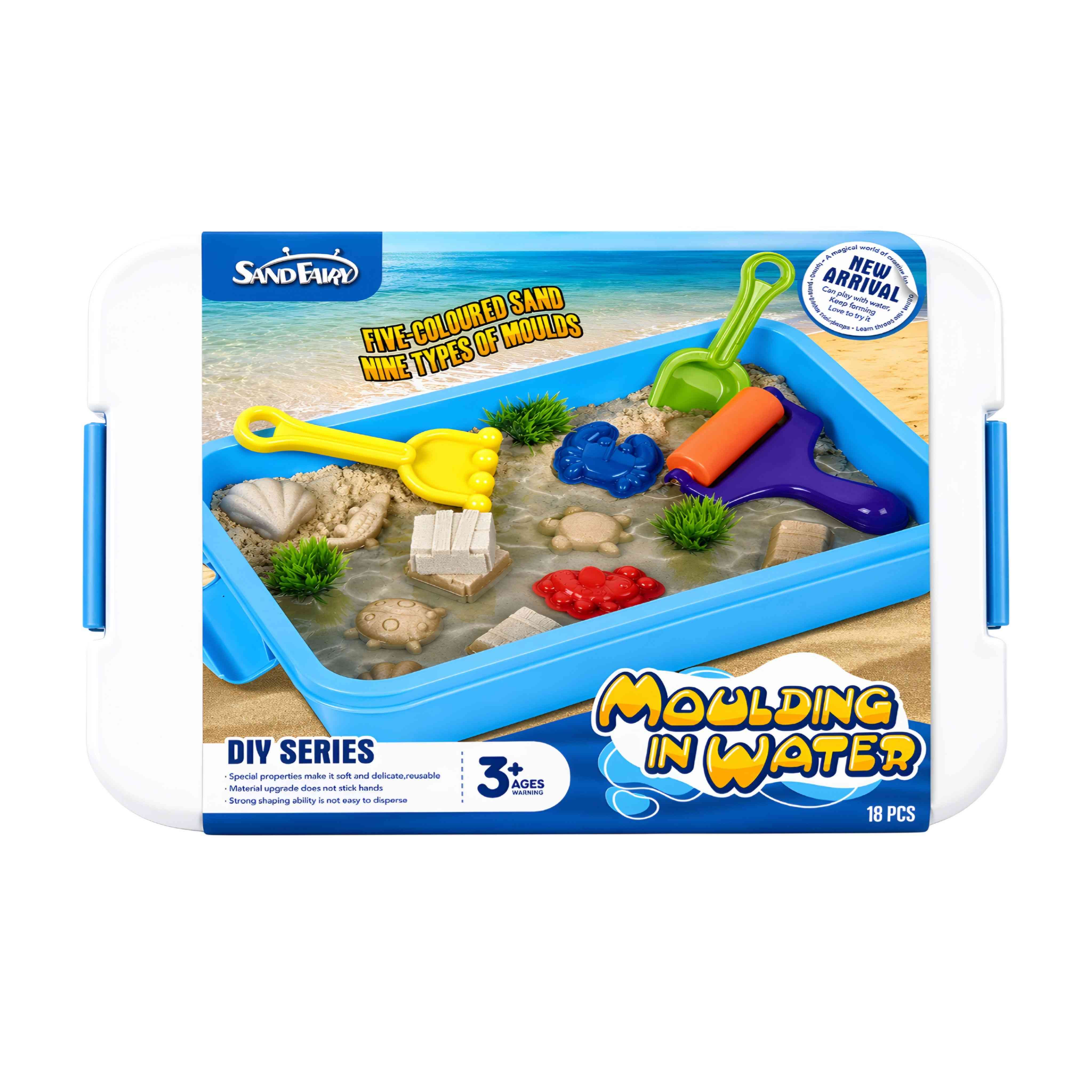 Moulding in Water Kinetic Sand Set with Tray – 18 Pieces