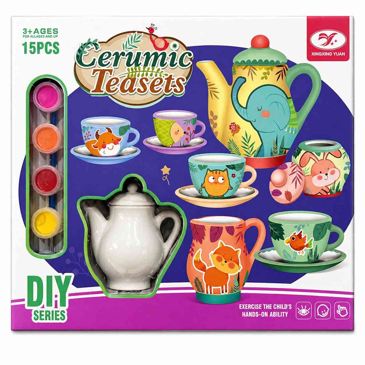 DIY Ceramic Tea Set for Kids – Paint & Play Creative Kit - 15 PCS