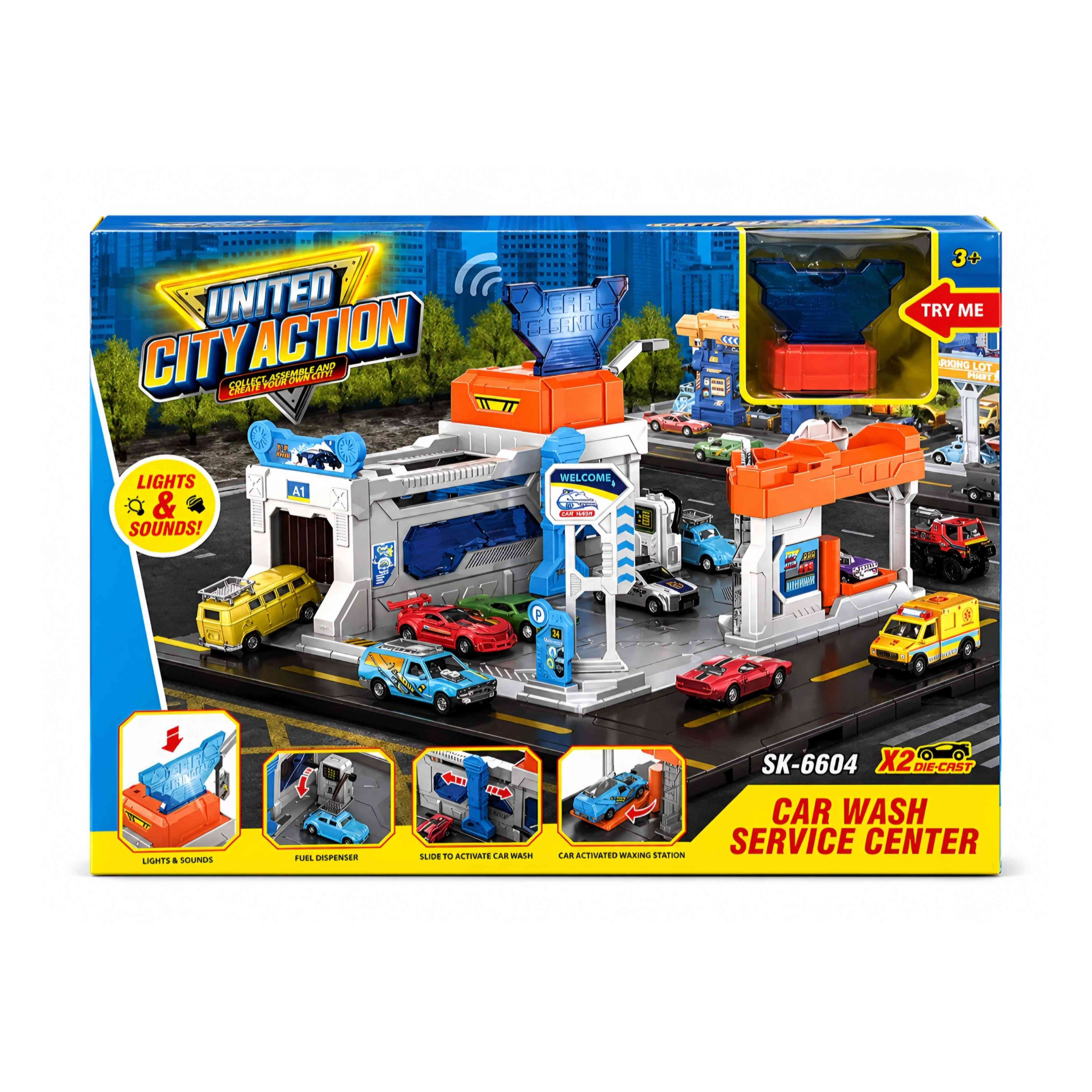 Kids Car Wash Service Center Playset with Lights & Sounds