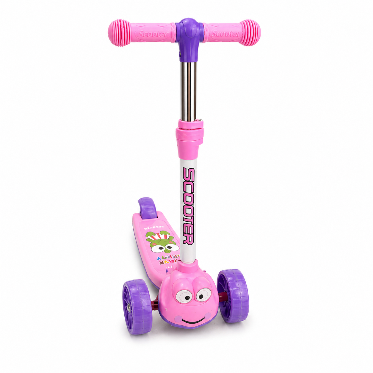 Kids 3-Wheel Cartoon Scooter with Adjustable Handle - Pink