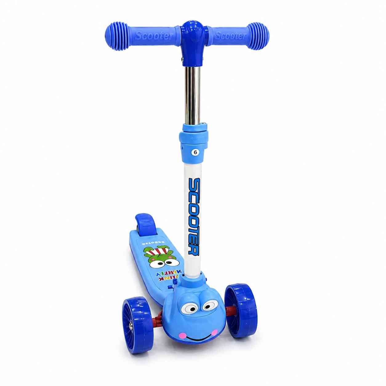 Kids 3-Wheel Cartoon Scooter with Adjustable Handle - Blue