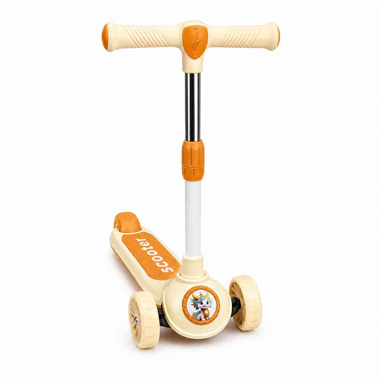 Kids 3-Wheel Scooter Elegant Design with Adjustable Handle - Brown