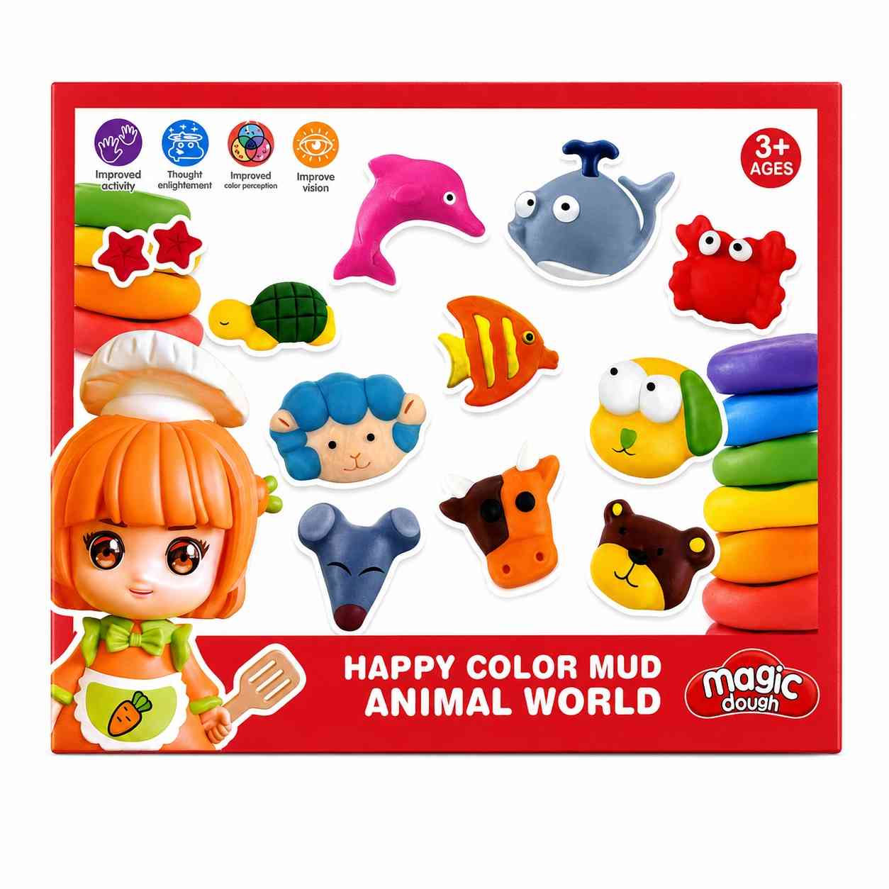 Happy Color Mud Animal World Play Dough Set for Kids