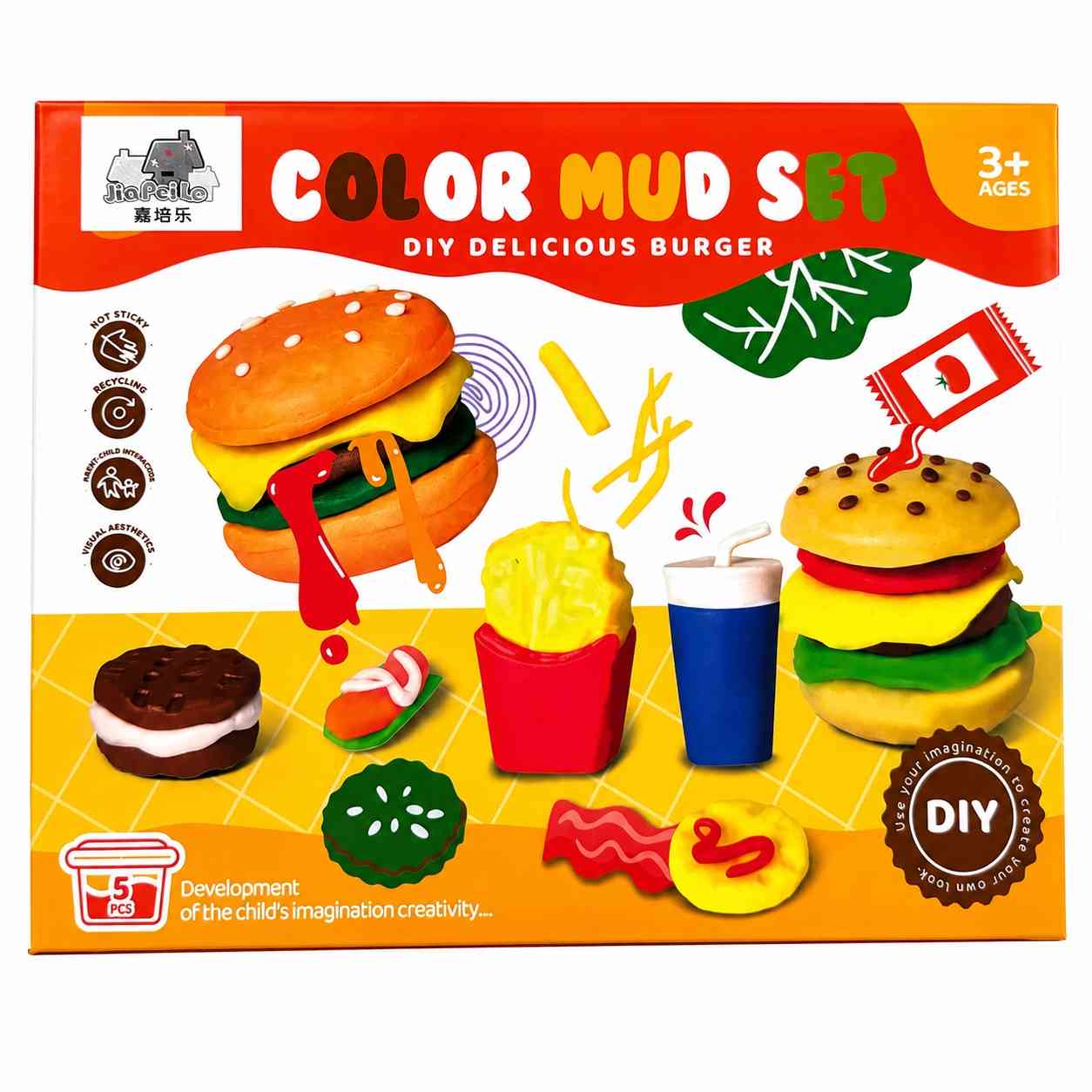 DIY Burger & Fries Color Clay Set for Kids