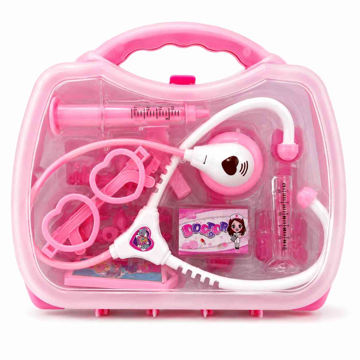 Kids Doctor Play Set in Pink Carry Case with Medical Accessories